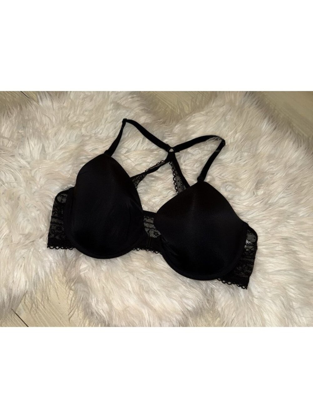 Gap Body Favourite T-Shirt Bra Lace Front Close Lined Underwire Womens 36C Black